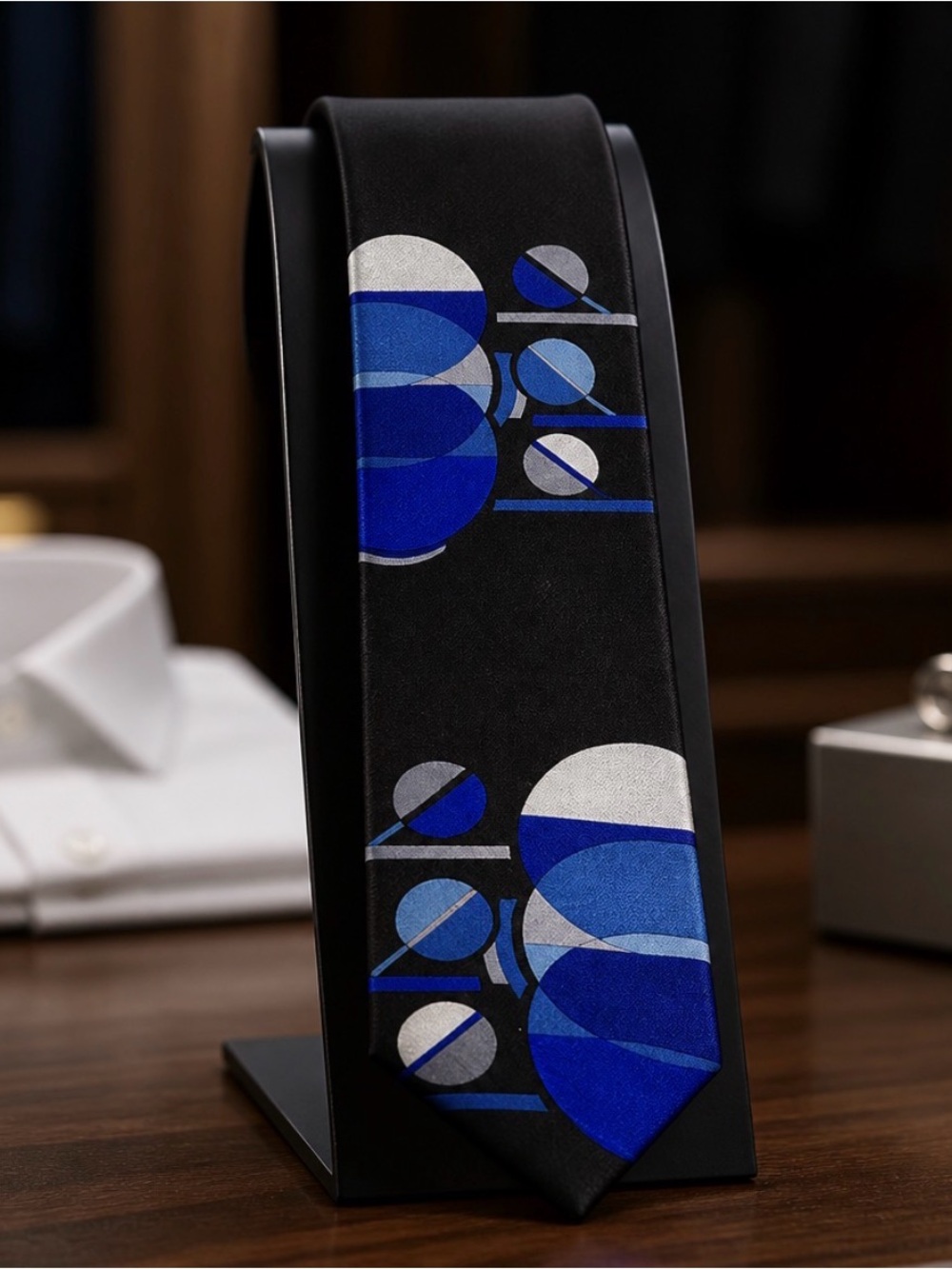 Formal Blue Gray Black abstract formal Party NeckTie